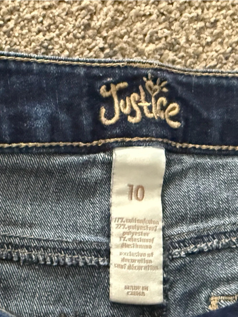 Girls sequin American flag Justice denim shorts dark denim size 10